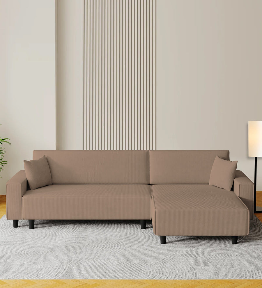 Peach  LHS 6 Seater  Cum Bed With Storage Fabric Sofa - Cookie Beige by Febonic Living