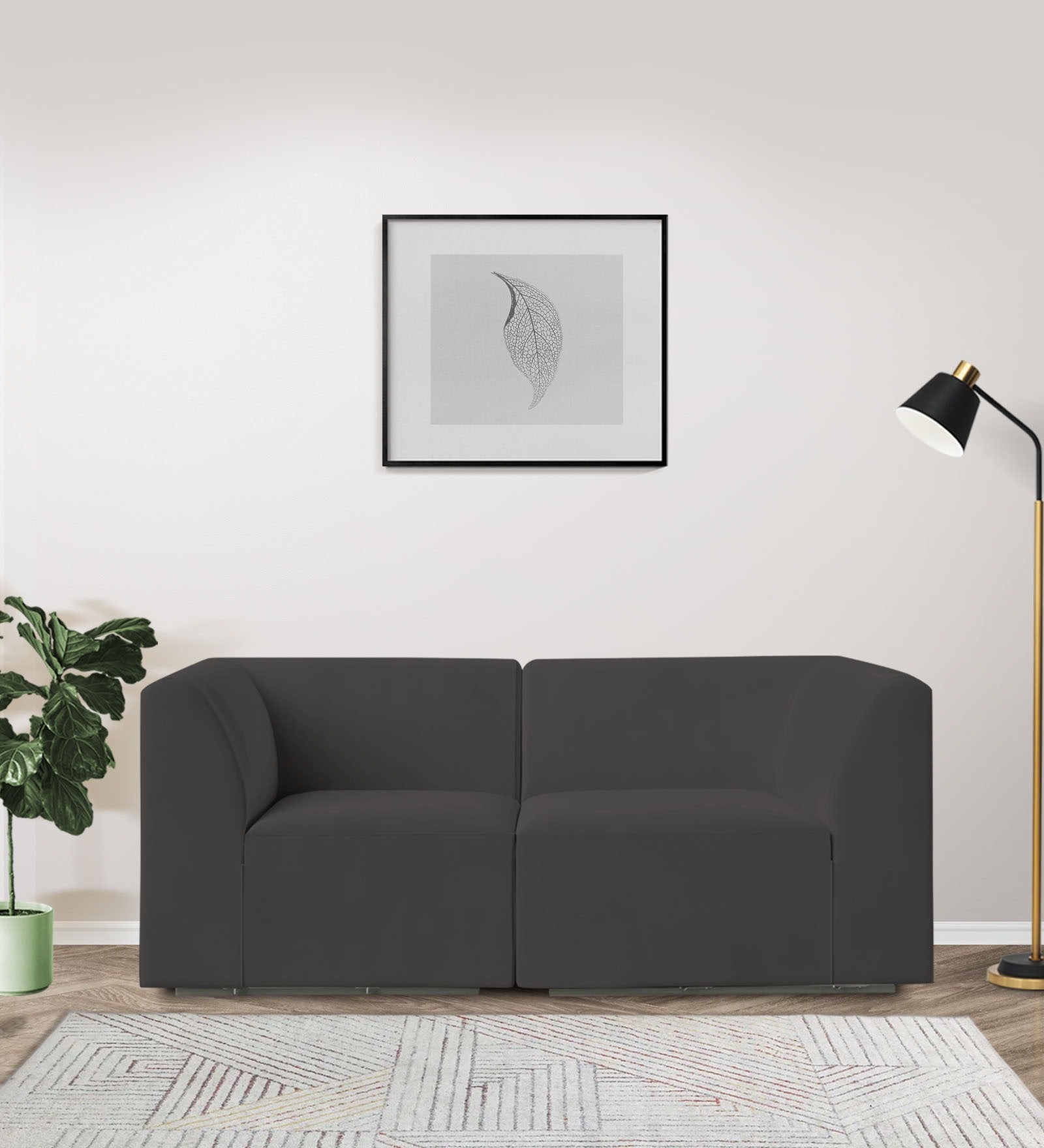 Bufa Velvet 2 Seater Sofa in Hory Grey Colour With Storage