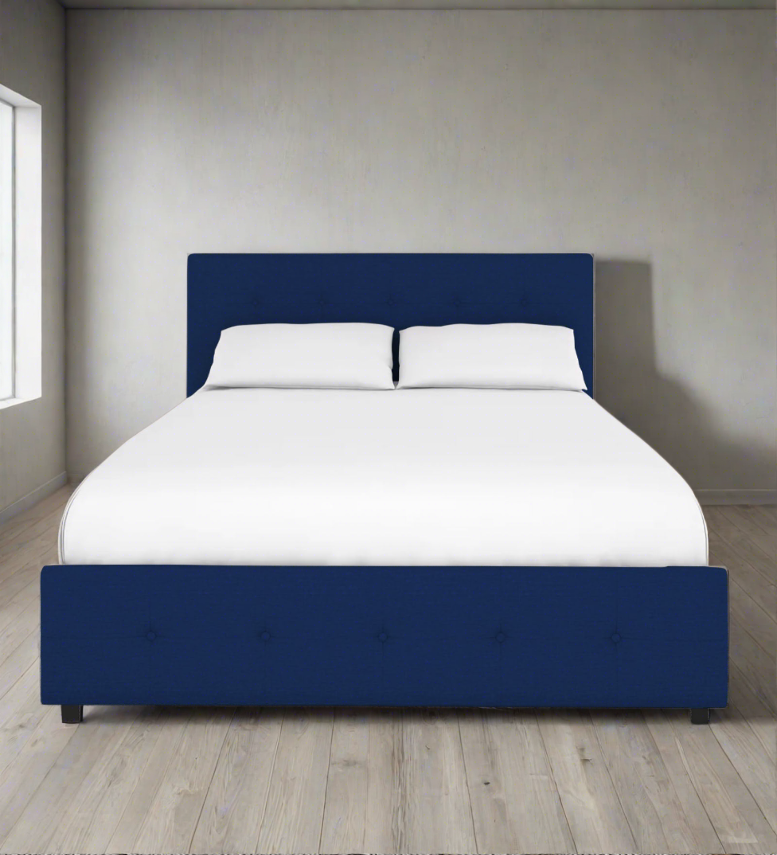Lido Fabric King Size Bed In Royal Blue Colour With Storage