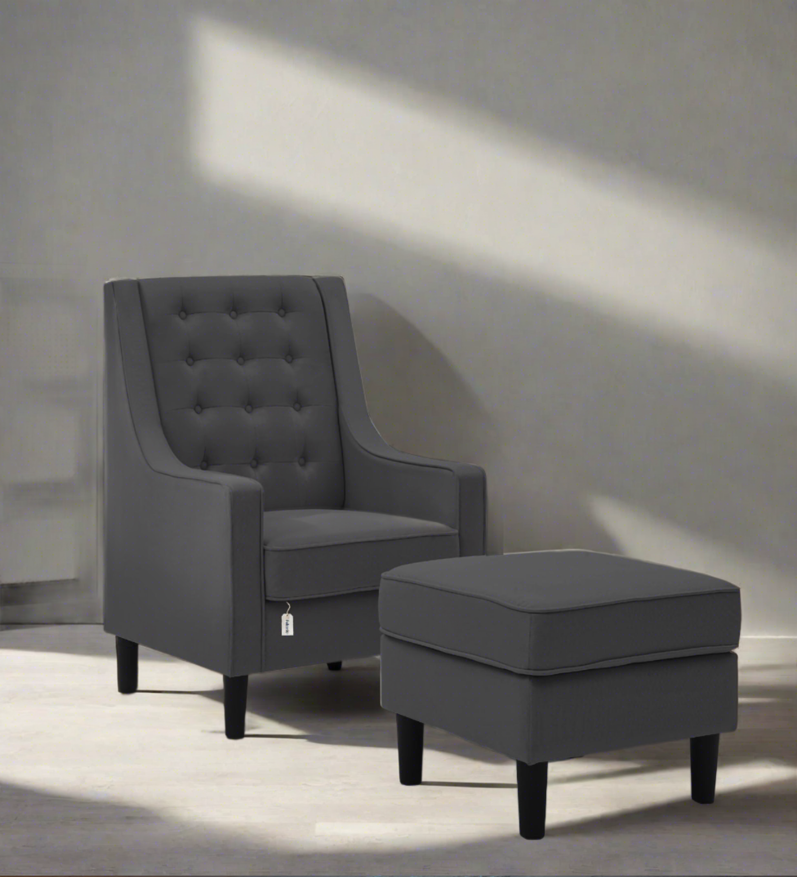 Sona Fabric Barrel Chair in Charcoal Grey Colour
