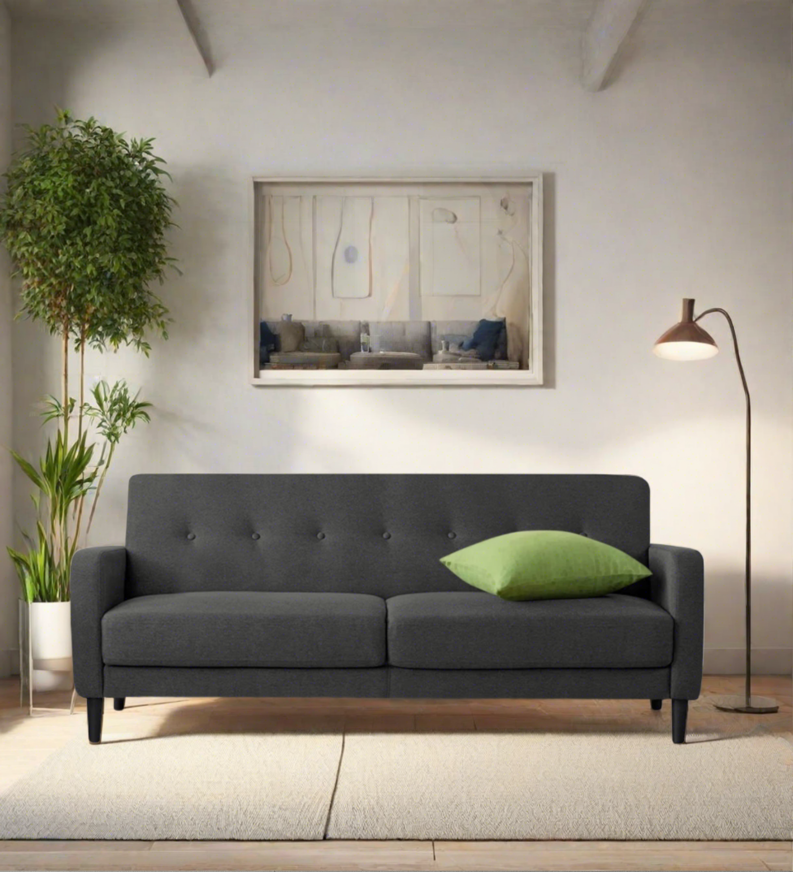 Marq Fabric 3 Seater Sofa in Charcoal Grey Colour