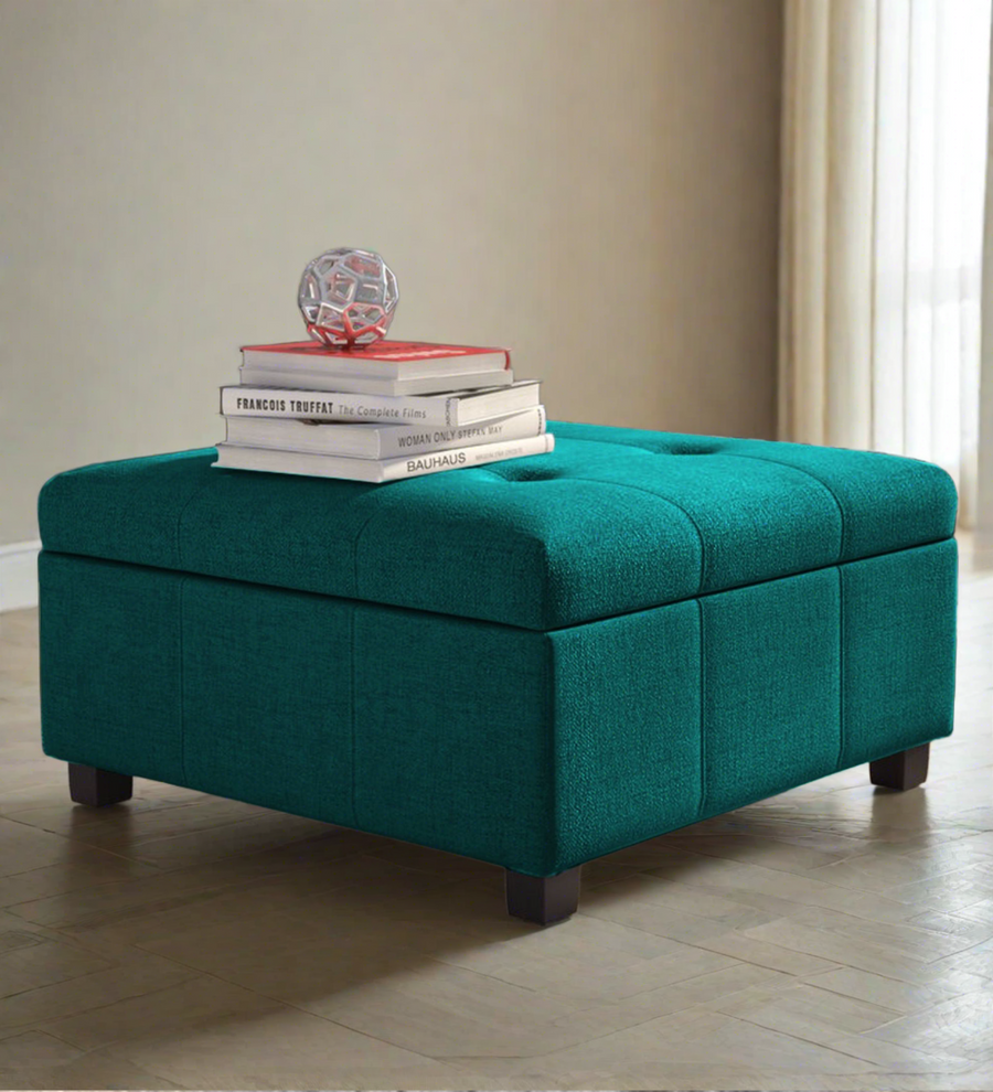Mubila Fabric Ottoman - Sea Green by Febonic Living