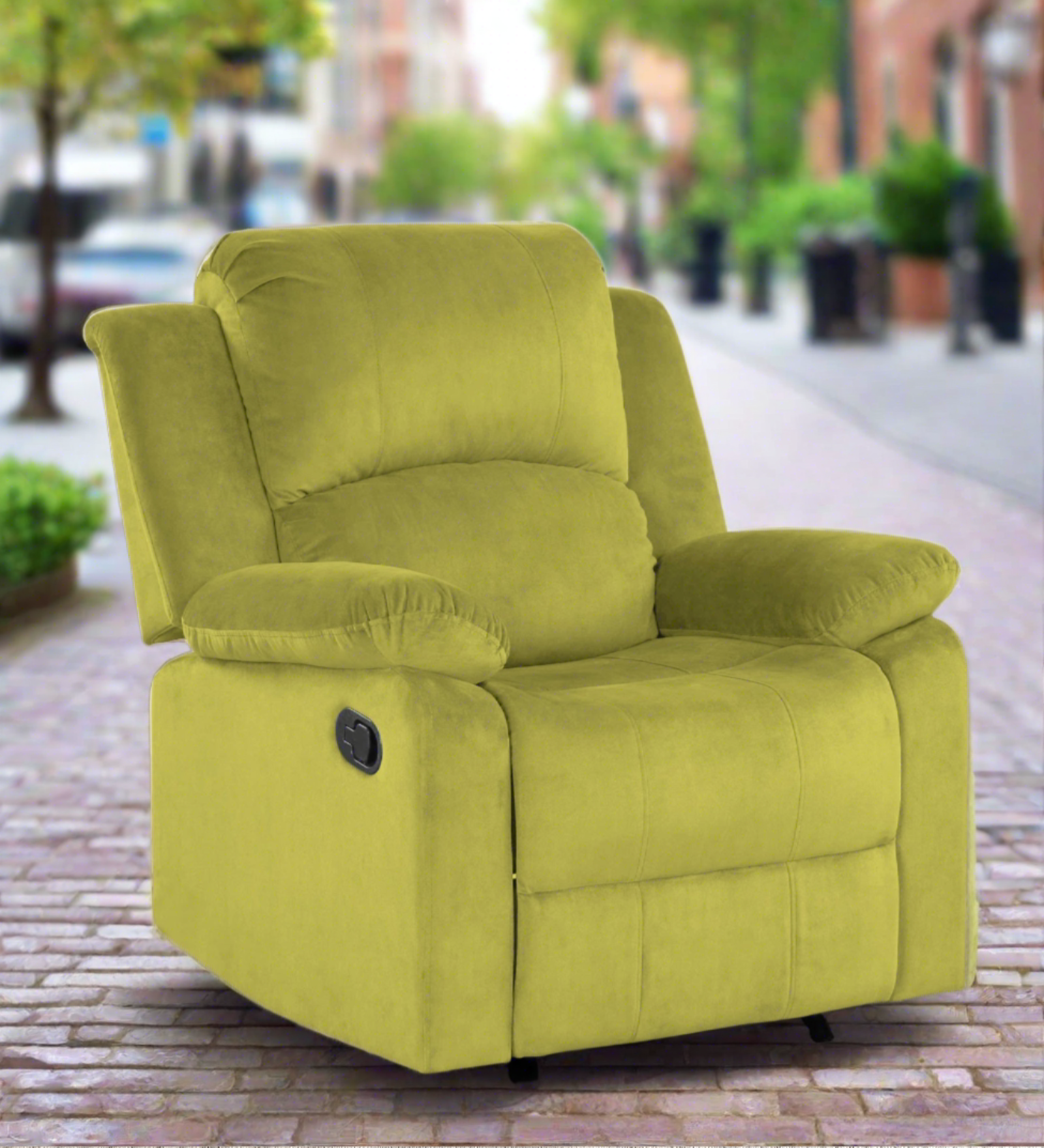 Henry Fabric Manual 1 Seater Recliner In Parrot Green Colour