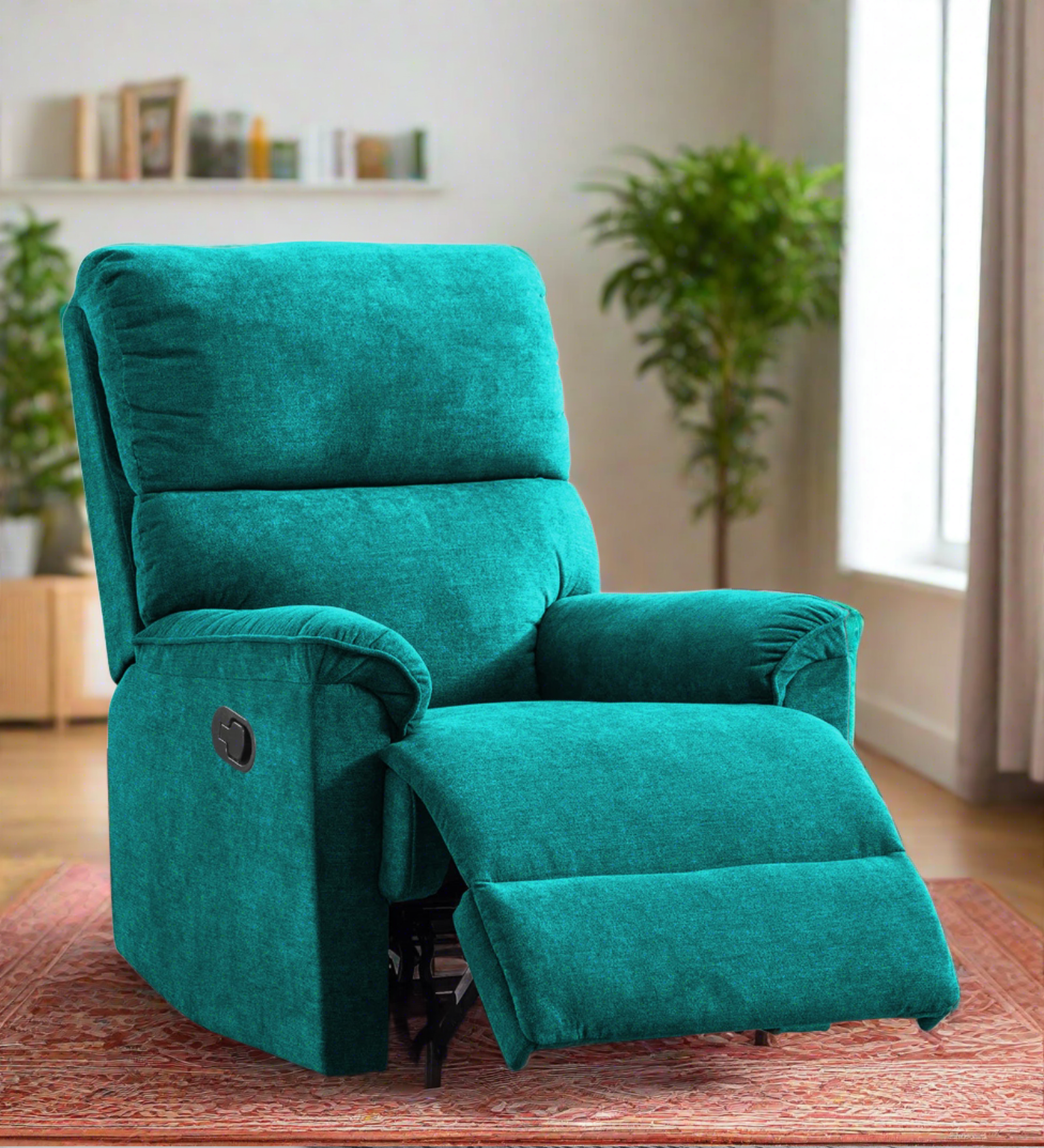 Abby Fabric Manual 1 Seater Recliner In Sea Green Colour