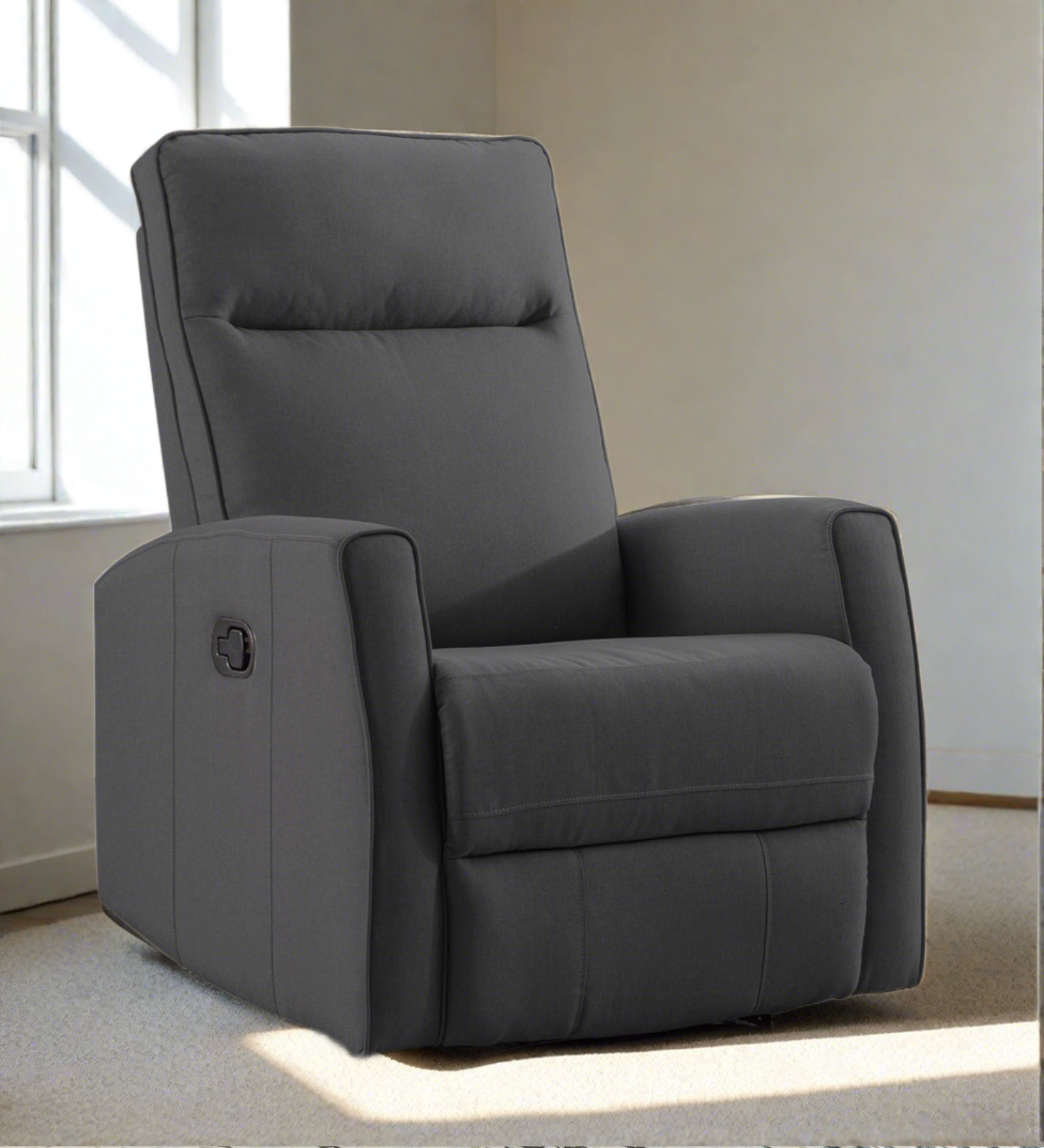 Logan Fabric Manual 1 Seater Recliner In Charcoal Grey Colour