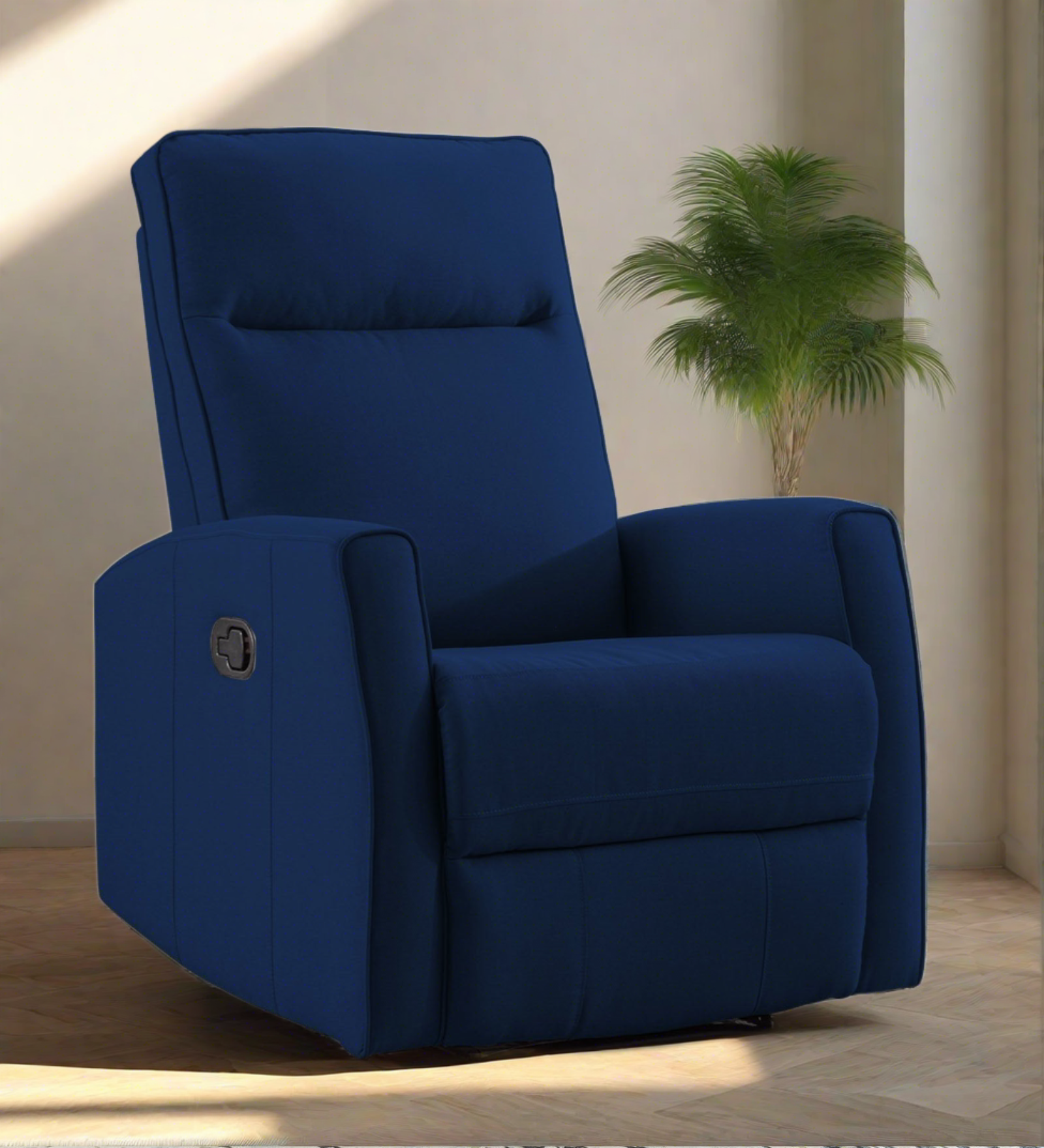 Logan Fabric Manual 1 Seater Recliner In Royal Blue Colour