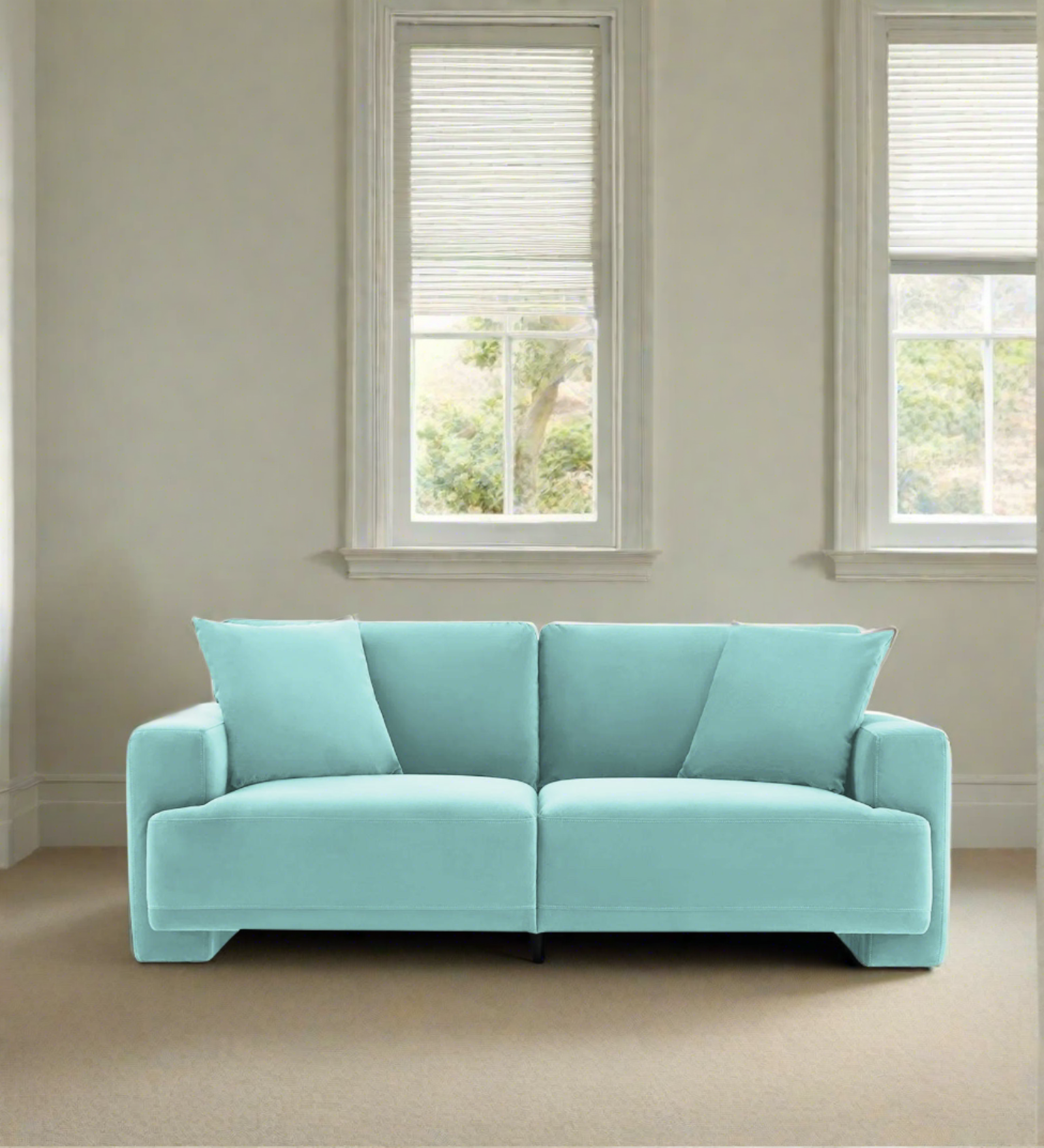 Kosta Velvet 2 Seater Sofa in Barmunda Aqua Colour