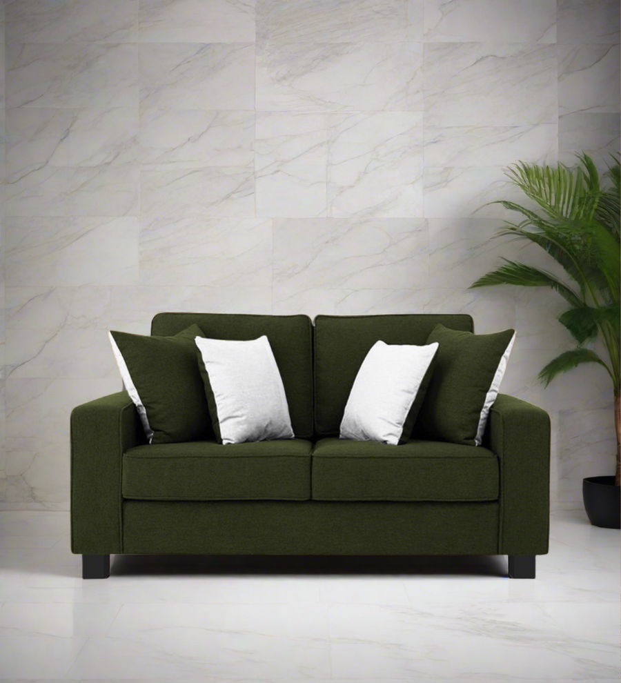 Ladybug Fabric 2 Seater Sofa In Olive Green Colour - Febonic Living