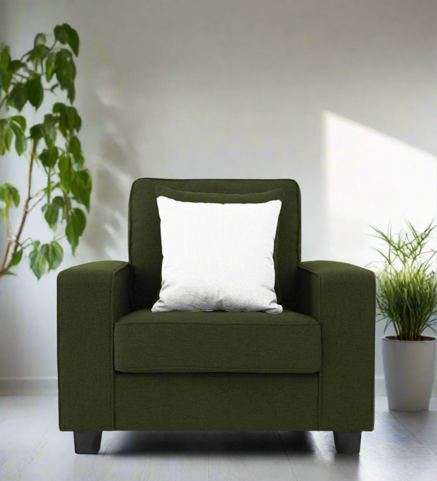 Ladybug Fabric 1 Seater Sofa In Olive Green Colour - Febonic Living