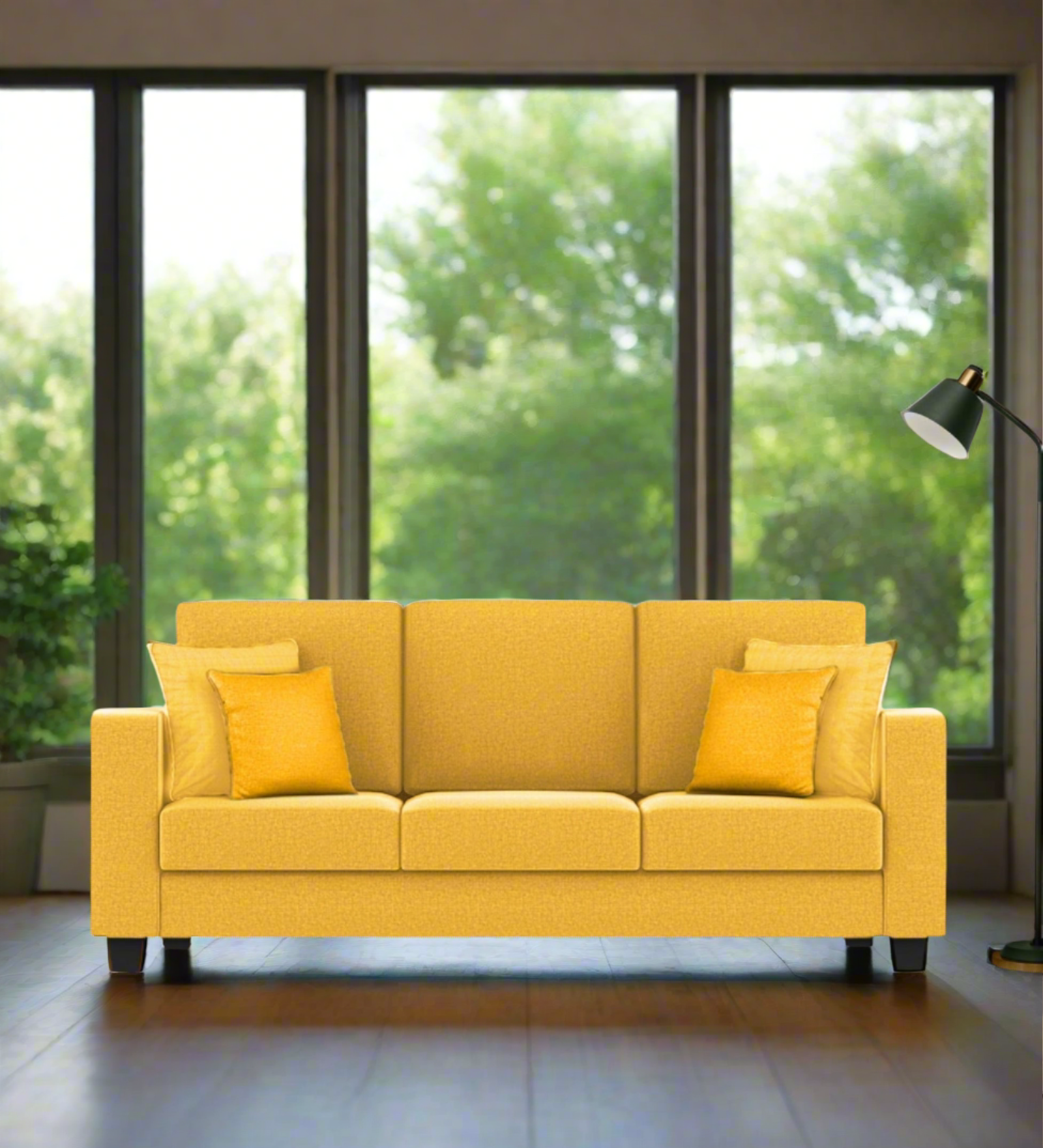 Nabi Fabric 3 Seater Sofa In Bold Yellow Colour