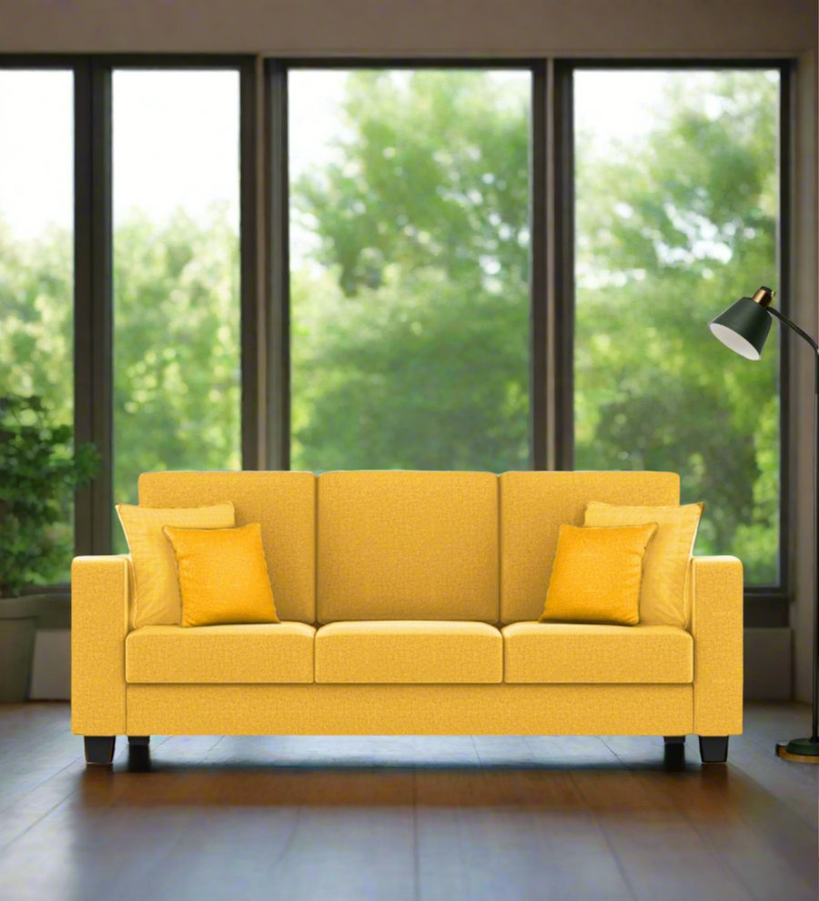 Nabi Fabric 3 Seater Sofa In Bold Yellow Colour - Febonic Living