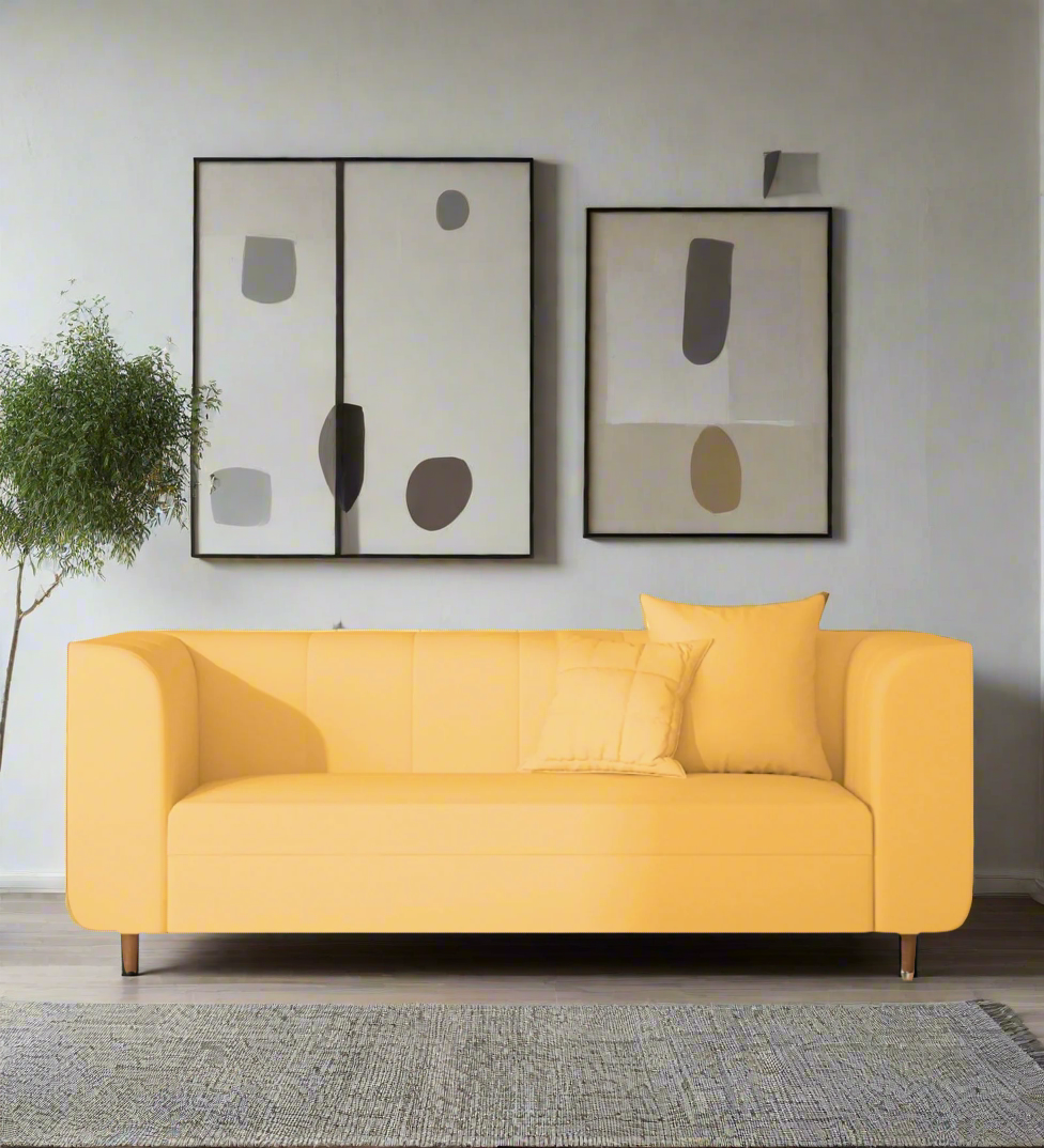 Sumo Velvet 3 Seater Sofa in Turmeric yellow Colour