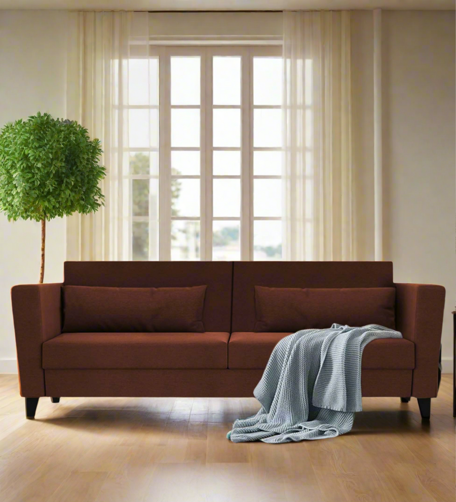 Tokyo 3 Seater Fabric Sofa - Coffee Brown by Febonic Living