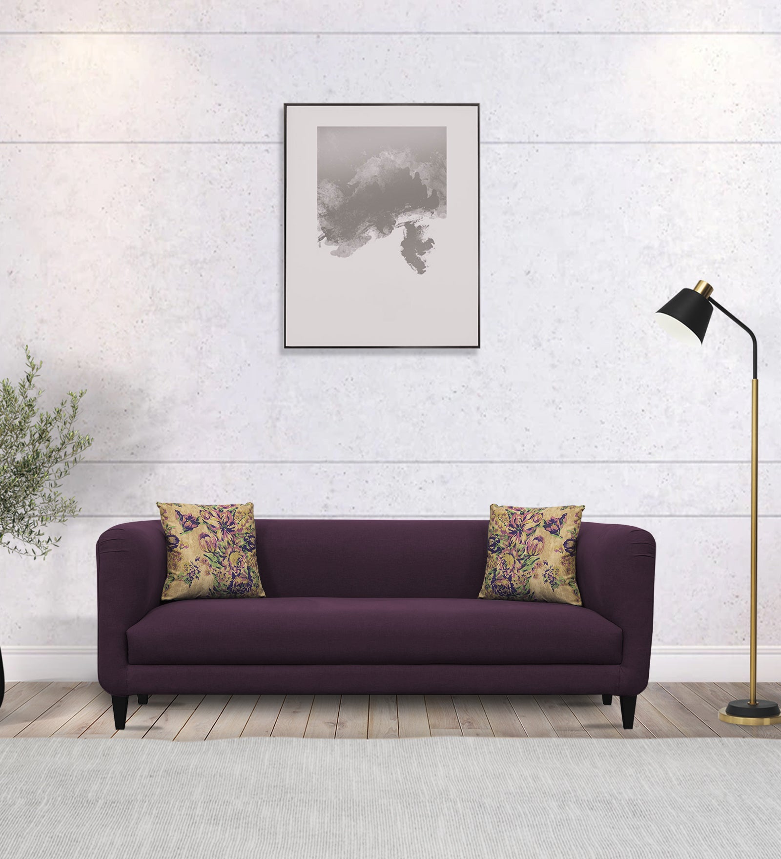 Niki Fabric 3 Seater Sofa in Greek Purple Colour