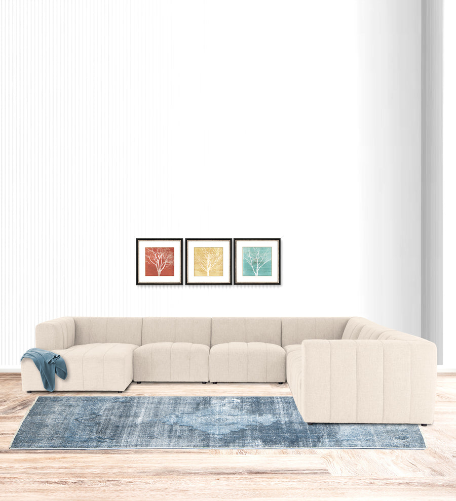 Damo  RHS 8 Seater Corner Fabric Sofa - Ivory Beige by Febonic Living