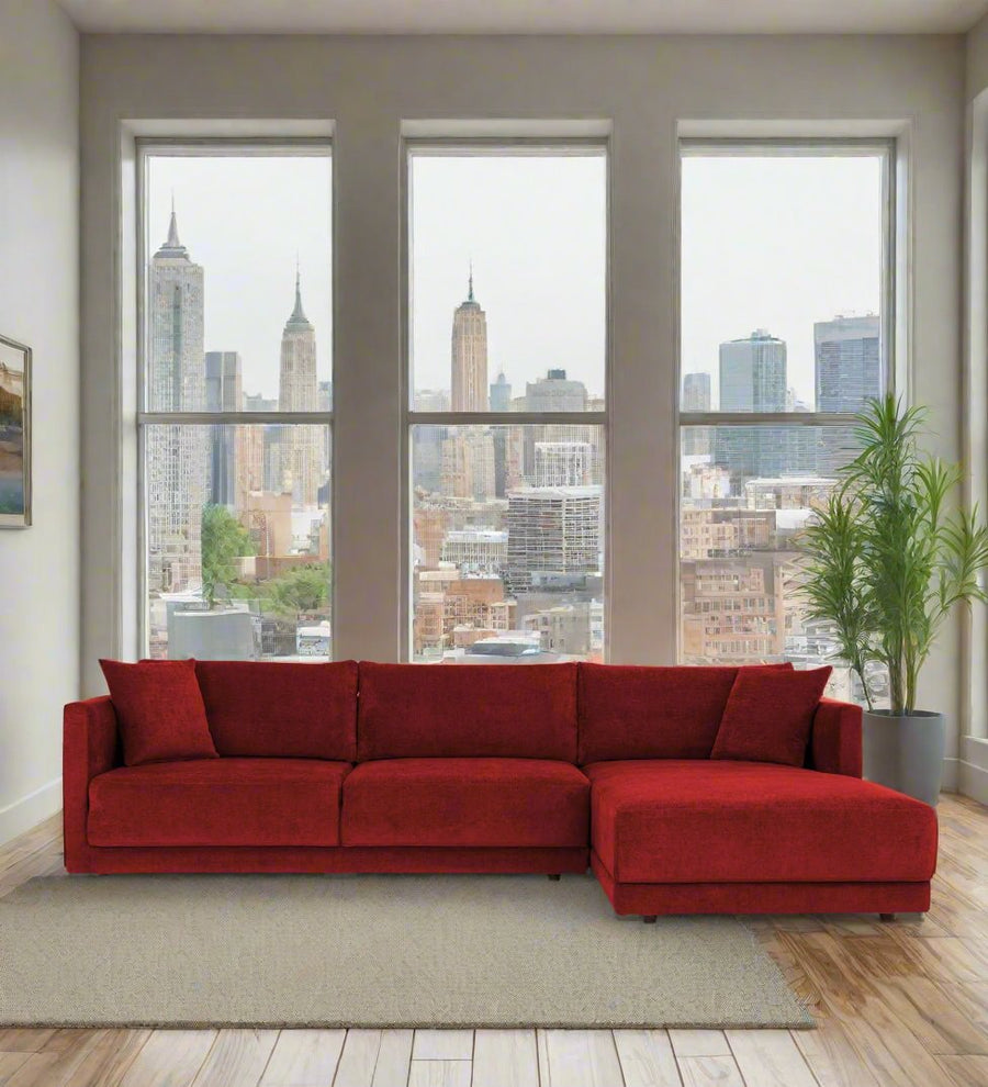 Northern  LHS  (3+Lounger) Fabric Sectional Sofa - Blood Maroon by Febonic Living