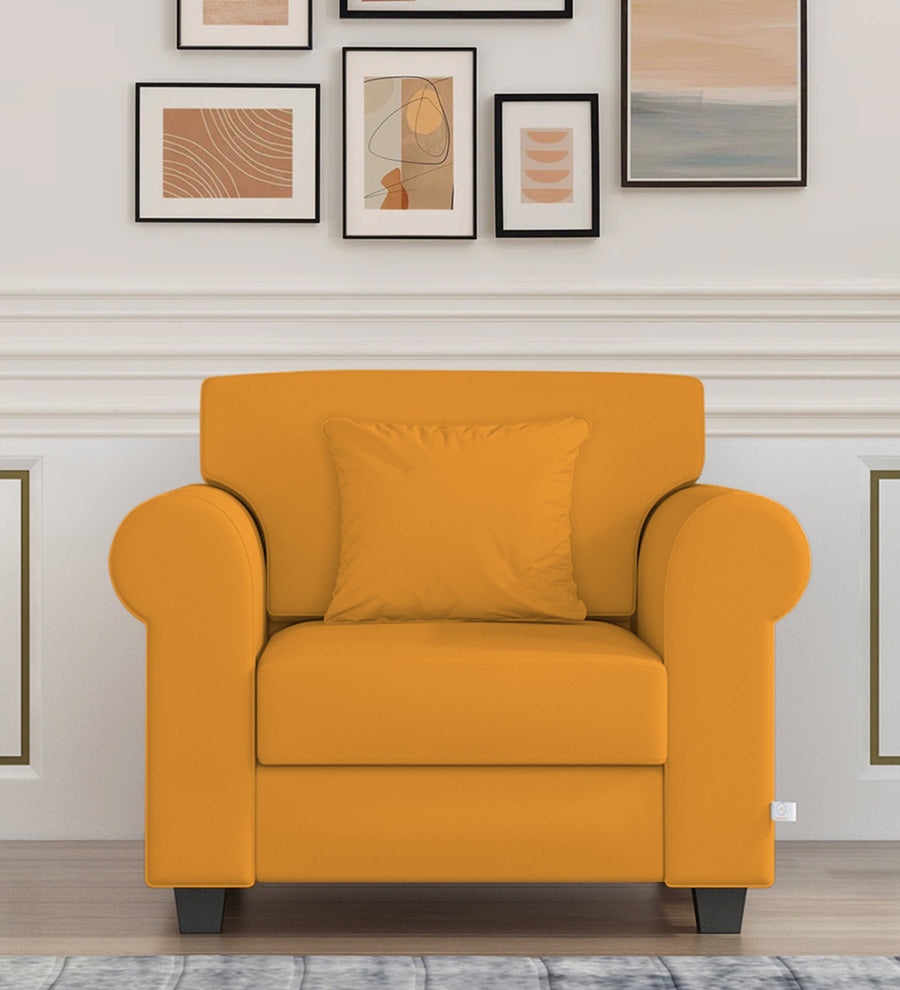 Numonk  1 Seater Velvet Sofa - Safforn Yellow by Febonic Living