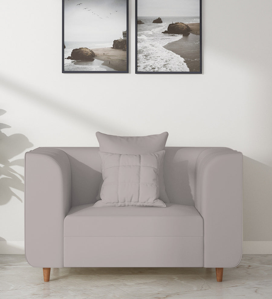 Sumo  1 Seater Velvet Sofa - Pearl Grey by Febonic Living