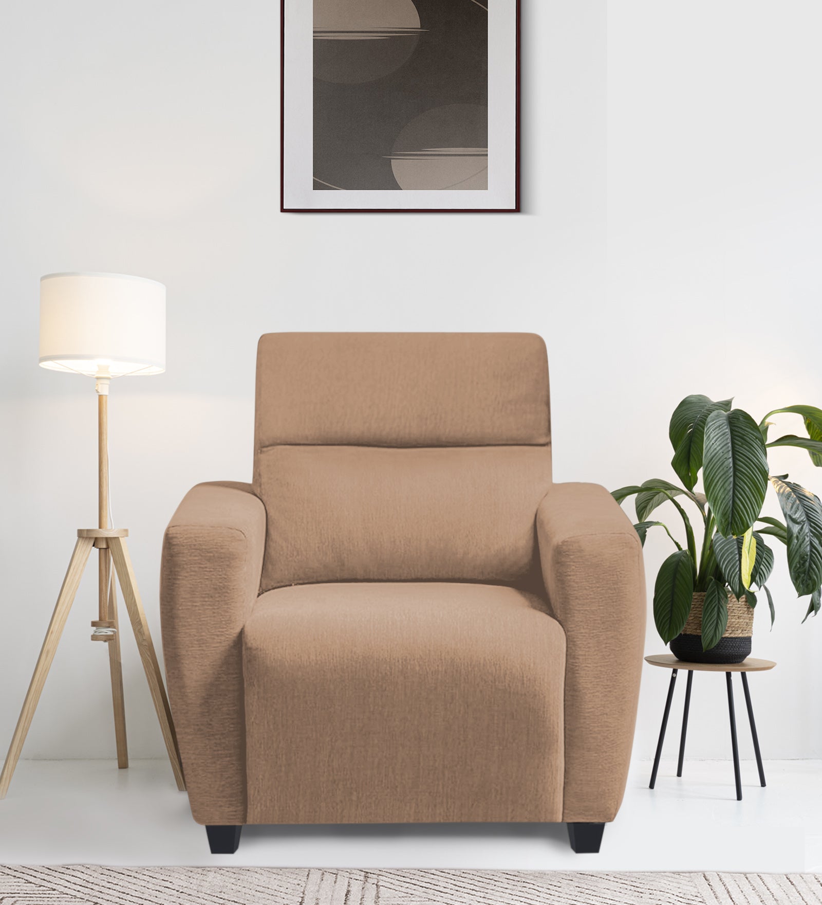 Bakadi Fabric 1 Seater Sofa in cosmic-beige Colour