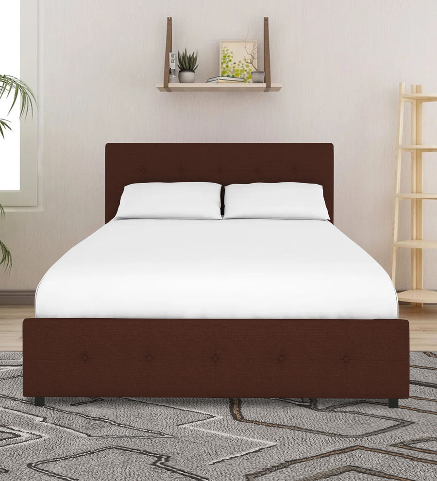 Lido  Upholstered Fabric Queen Size Bed - Coffee Brown by Febonic Living