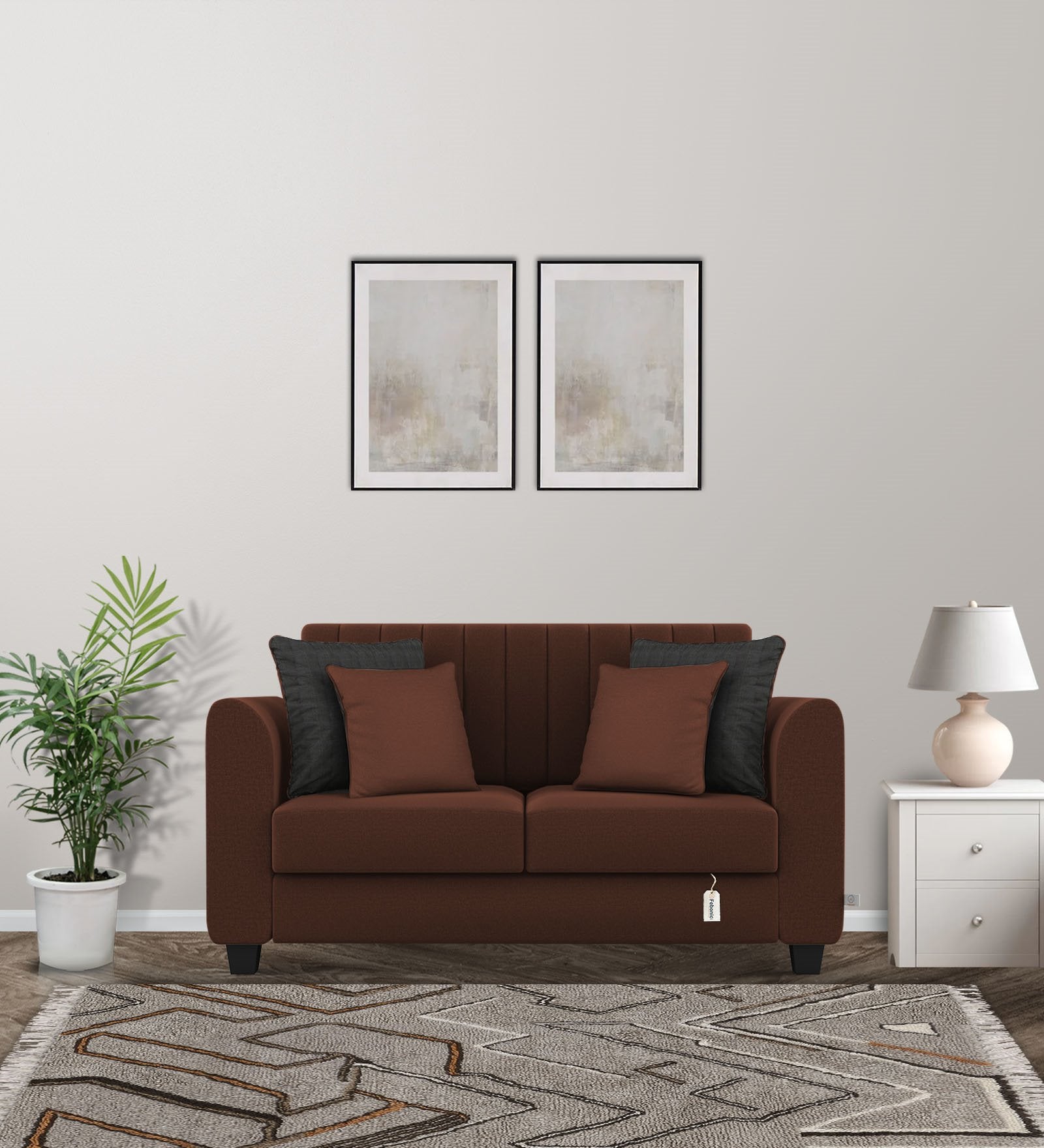 Cosmic Fabric 2 Seater Sofa in Coffee Brown Colour