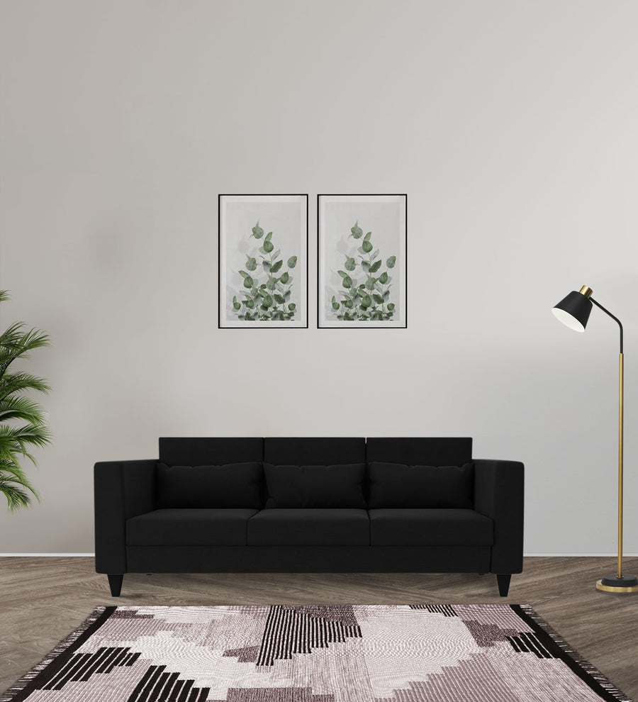 Nipul 3 Seater Fabric Sofa - Zed Black by Febonic Living