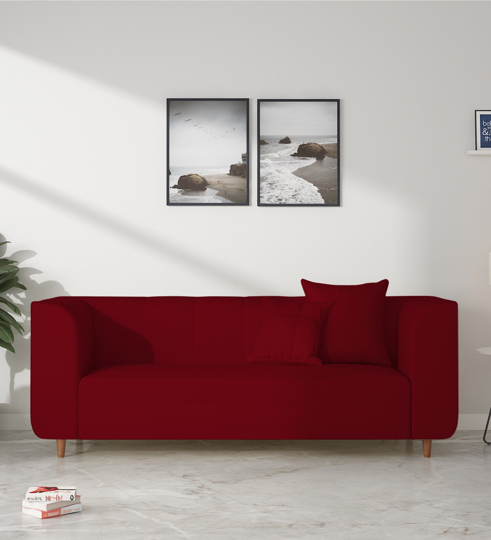 Sumo Velvet 3 Seater Sofa in Cherry Red Colour