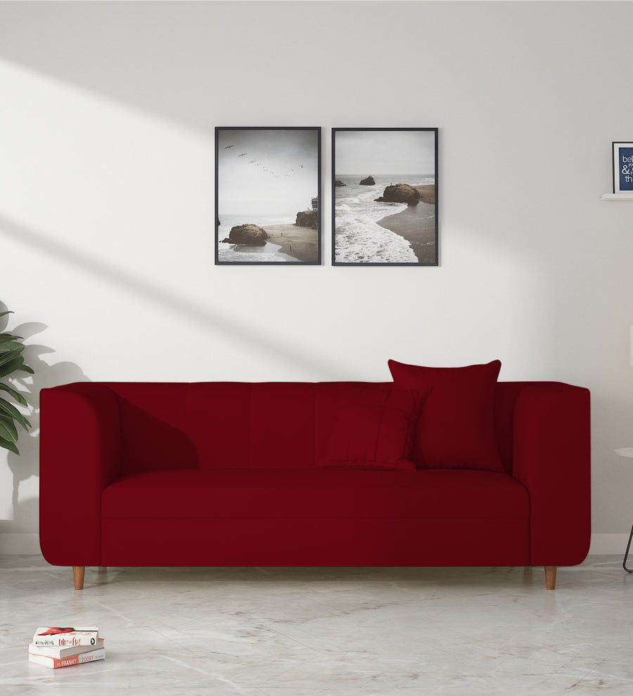 Sumo 3 Seater Velvet Sofa - Cherry Red by Febonic Living