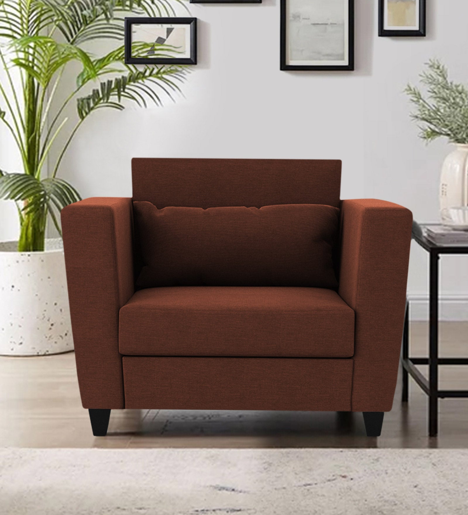 Tokyo Fabric 1 Seater Sofa in Coffee Brown Colour