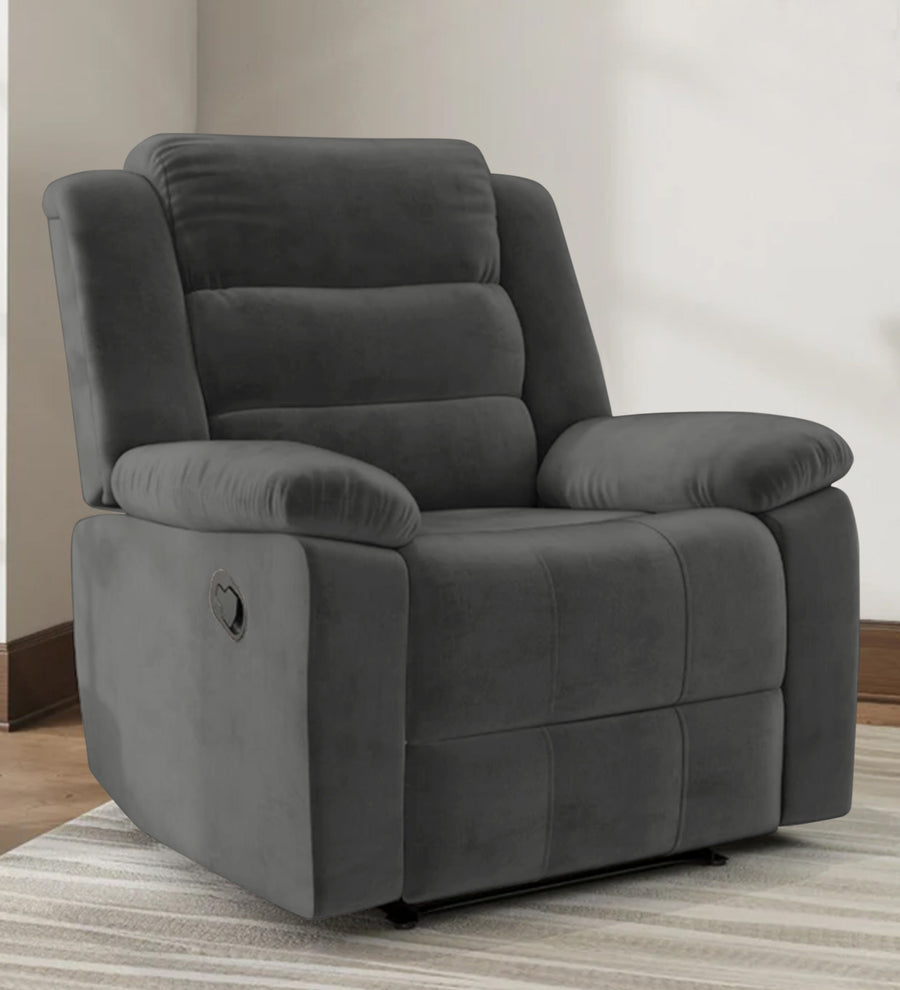 Erra  1 Seater Motorized Fabric Recliner - Charcoal Grey by Febonic Living