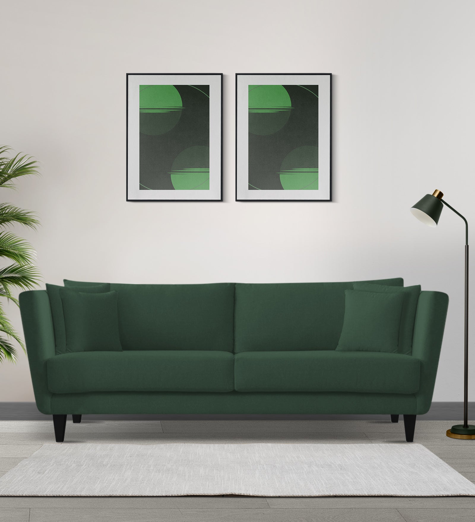 Norway Velvet 3 Seater Sofa In Amazon Green Colour