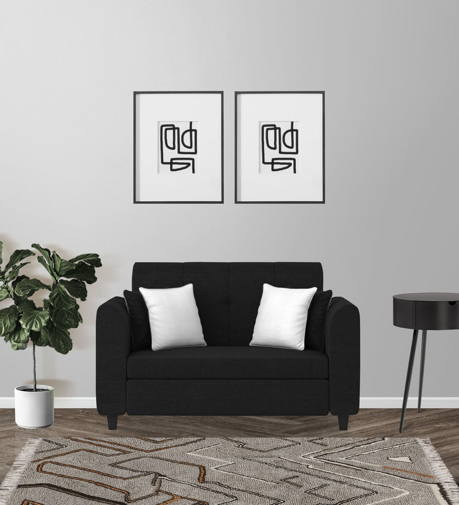 Denmark  2 Seater Fabric Sofa - Zed Black by Febonic Living