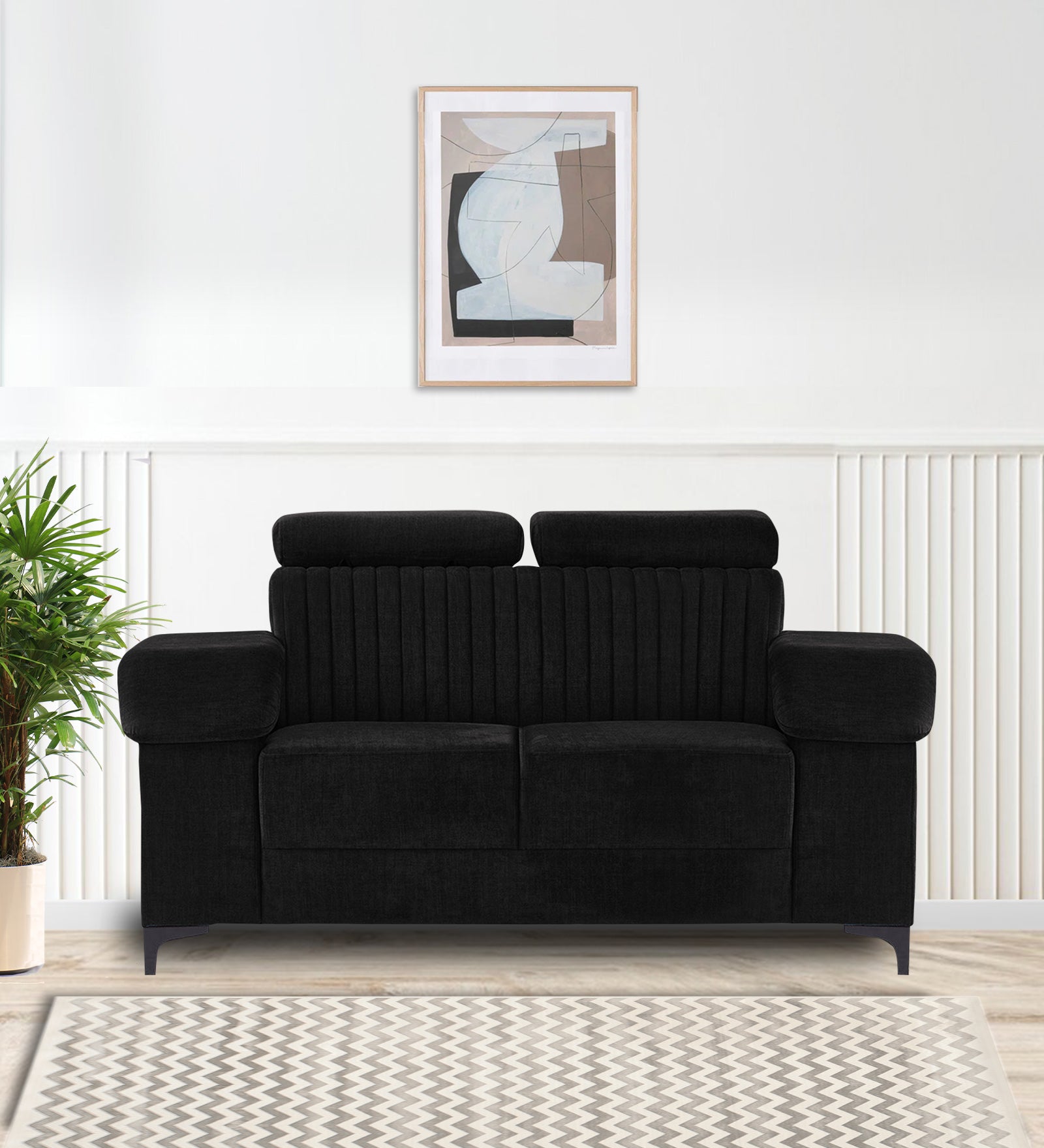 Draco Fabric 2 Seater Sofa in Heather Black Colour