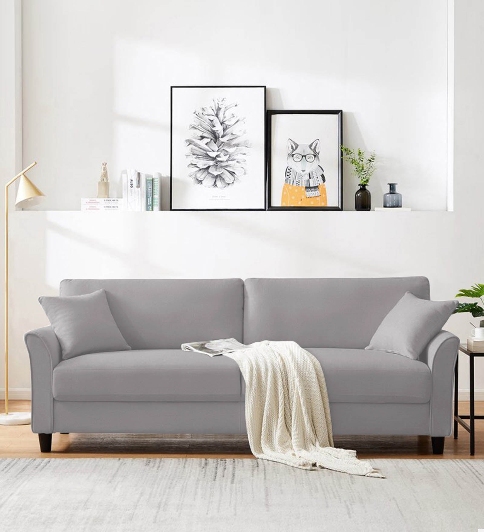 Daroo Velvet 3 Seater Sofa in concrete grey Colour