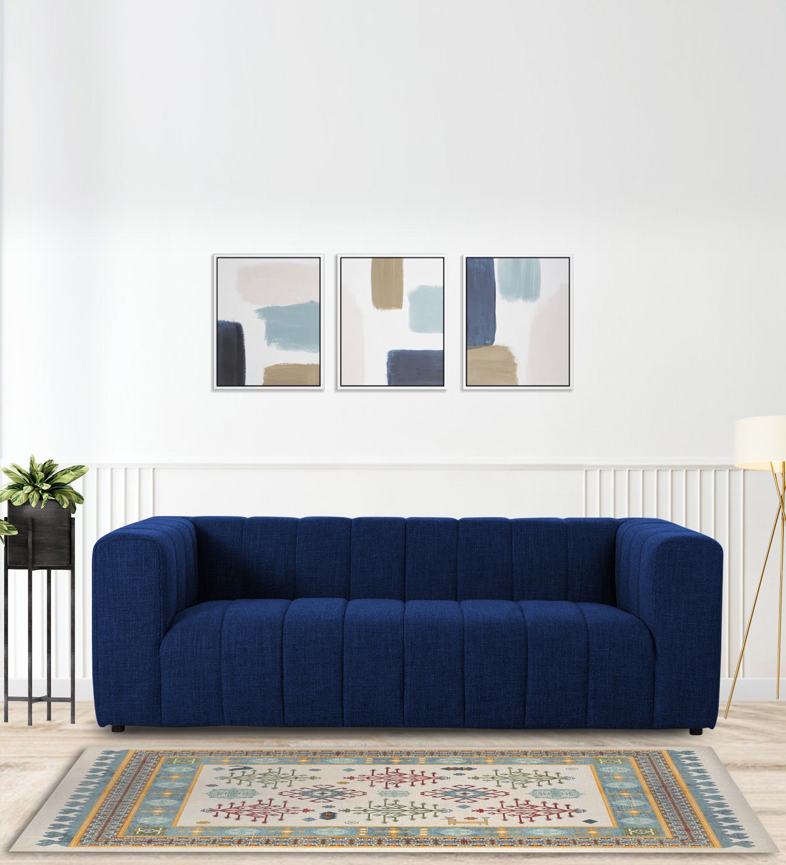 Lara Fabric 3 Seater Sofa in Royal Blue Colour