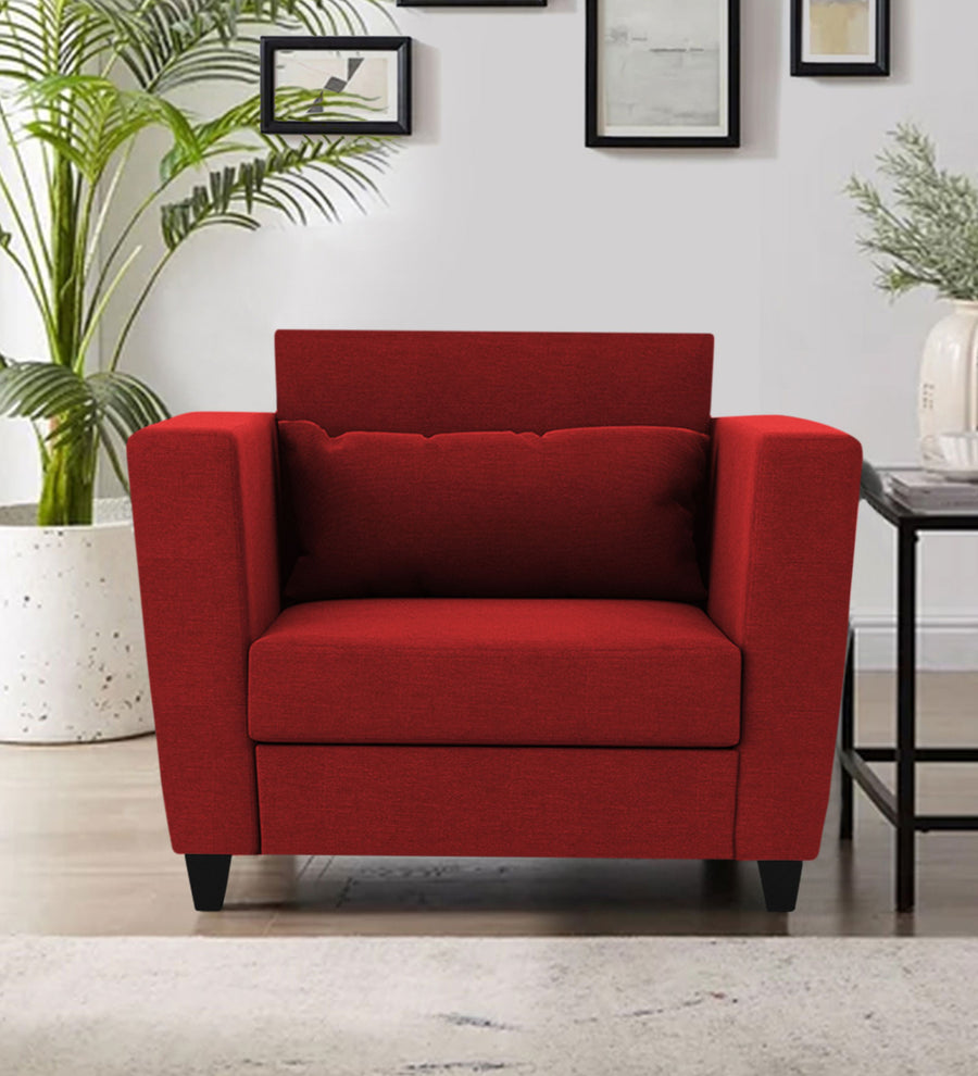 Tokyo Fabric 1 Seater Sofa In Blood Maroon Colour - Febonic Living