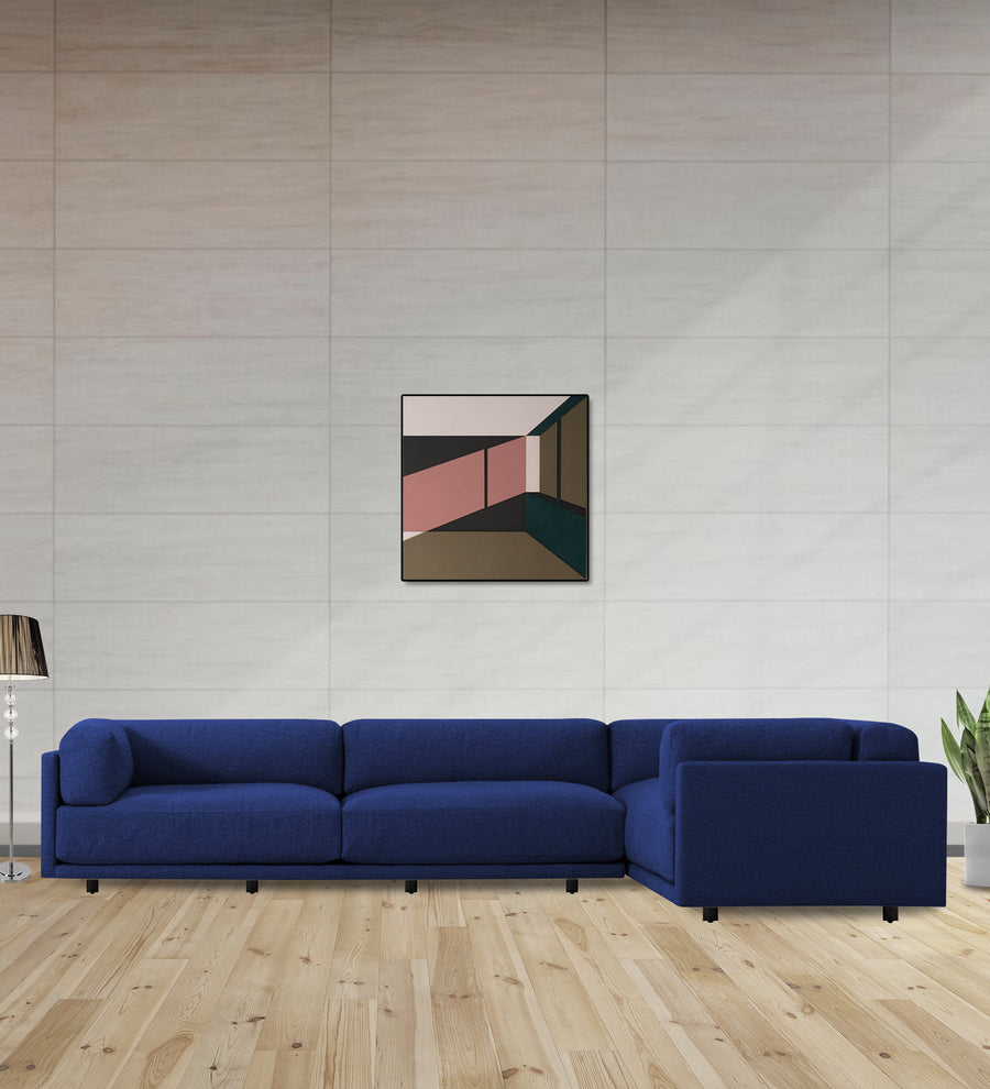 Nixon  6 Seater LHS Corner Fabric Sofa - Royal Blue by Febonic Living
