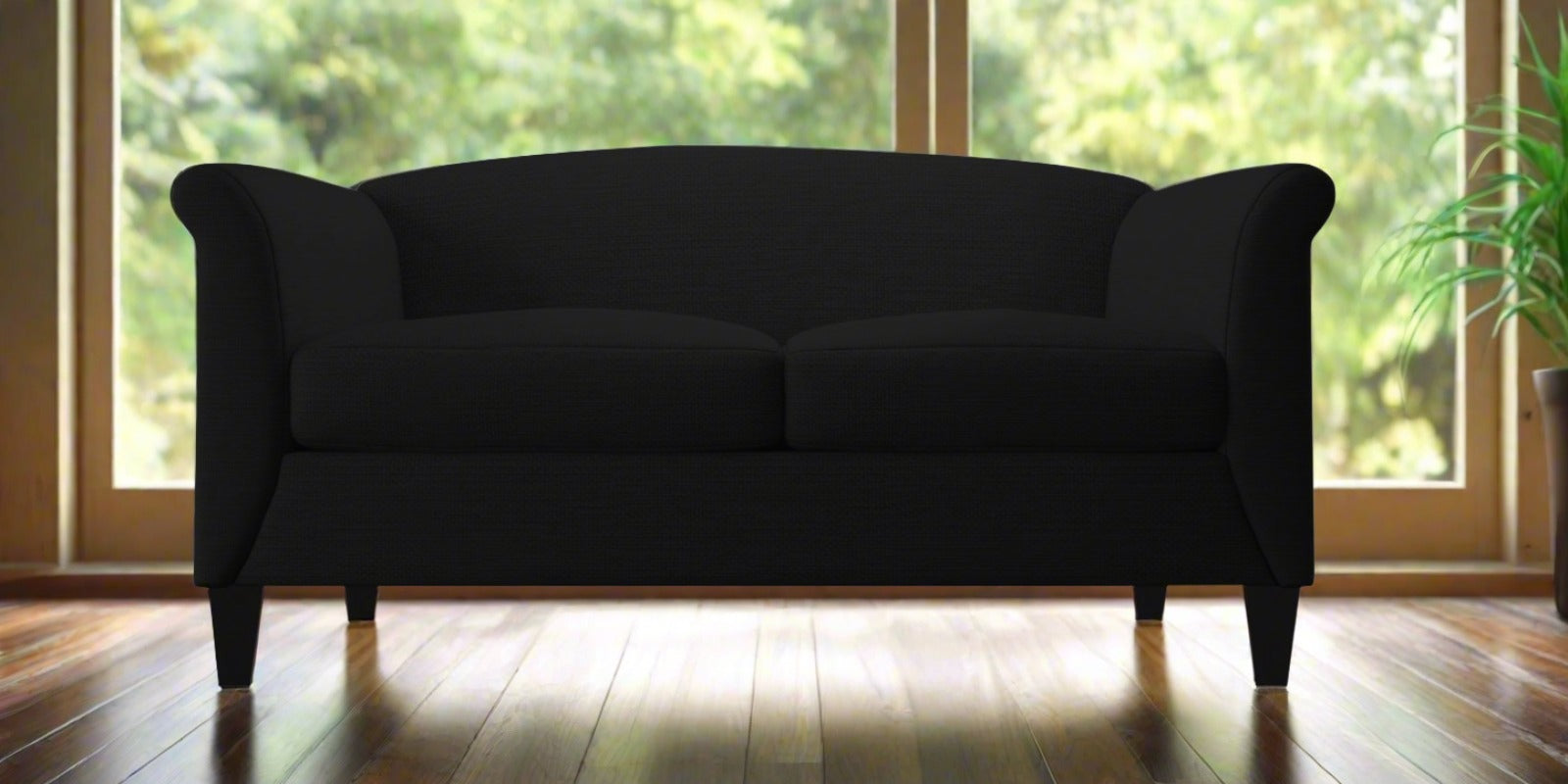 Kimber Fabric 2 Seater Sofa in Zed Black Colour