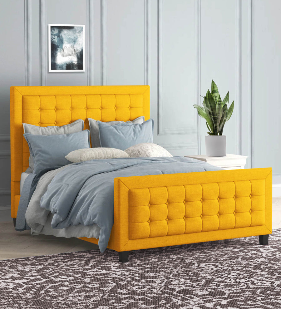 Kaster  Upholstered Fabric Queen Size Bed - Bold Yellow by Febonic Living