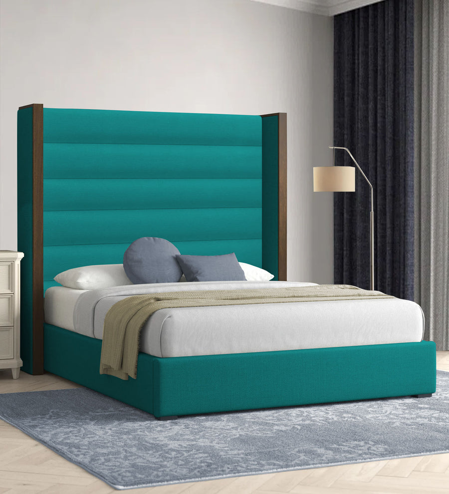Sunny  Upholstered Fabric Queen Size Bed - Sea Green by Febonic Living