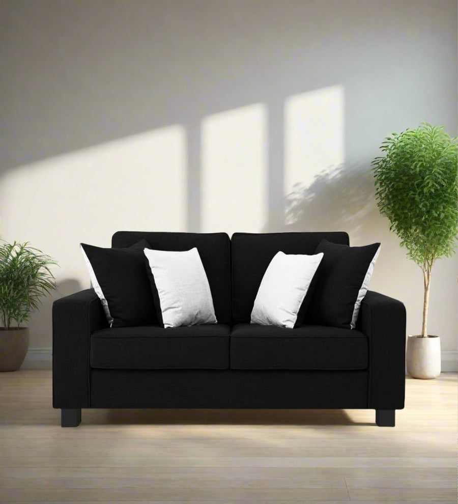 Ladybug  2 Seater Fabric Sofa - Zed Black by Febonic Living