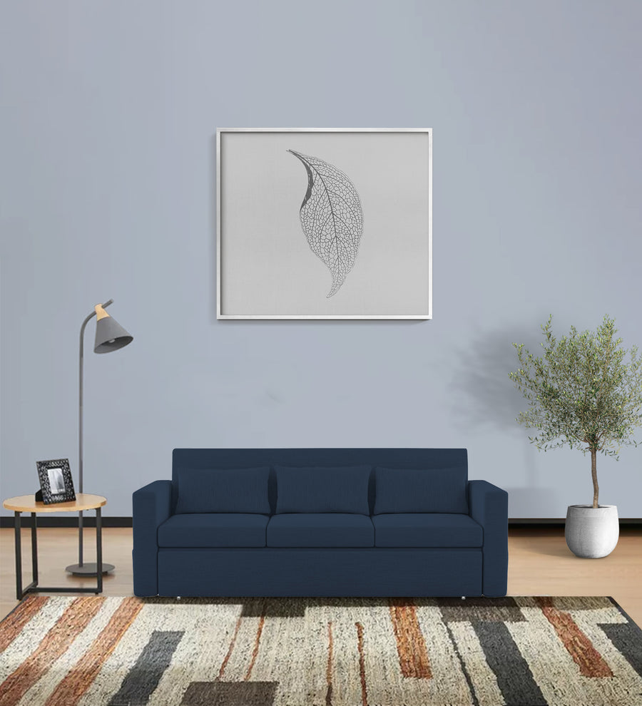 River  3 Seater Pull Out  Cum Bed Fabric Sofa - Denim Blue by Febonic Living