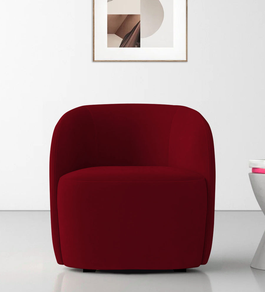 Lucky  Lounge Velvet Chair - Cherry Red by Febonic Living