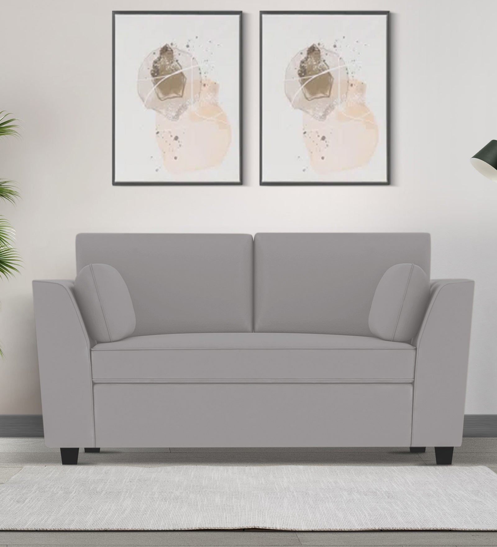 Bristo Velvet 2 Seater Sofa in light grey Colour With Storage