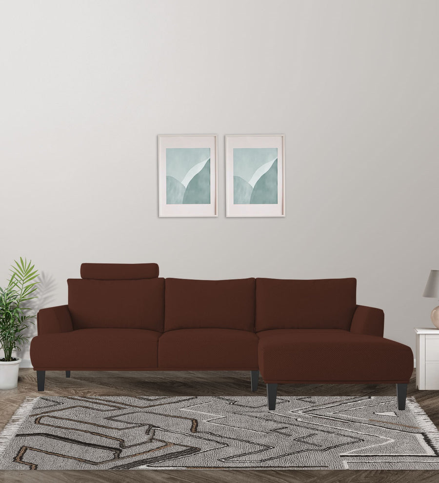 Como  LHS  (3+Lounger) Fabric Sectional Sofa - Coffee Brown by Febonic Living