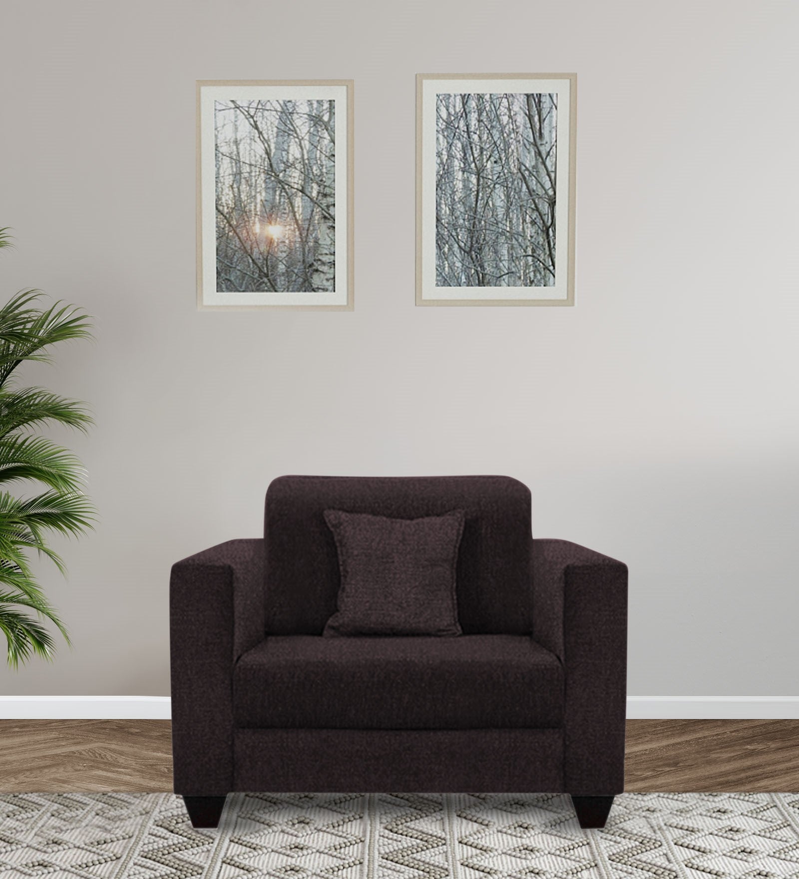 Nebula Fabric 1 Seater Sofa in Cara Brown Colour