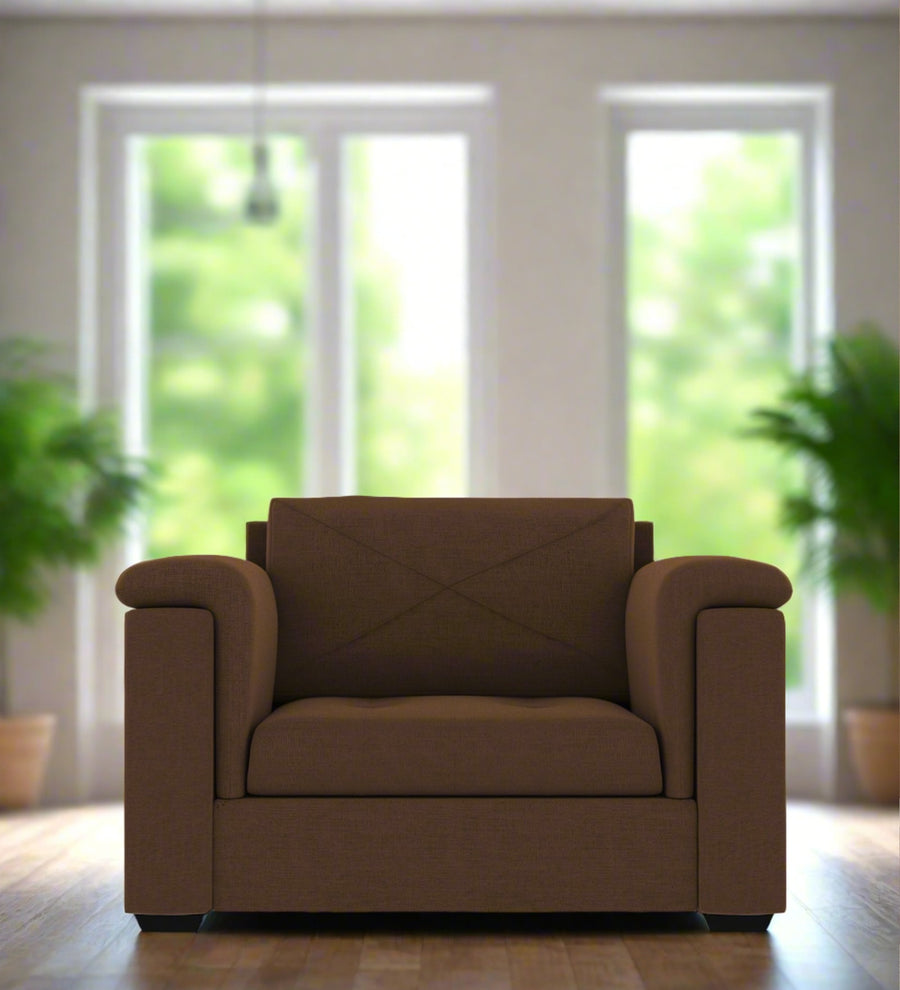 Andres  1 Seater Fabric Sofa - Chestnut Brown by Febonic Living