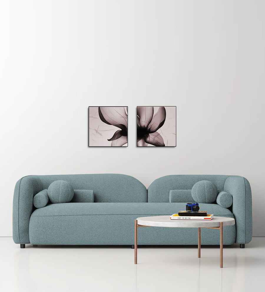 Corny Boucle Fabric 3 Seater Sofa In Stormy Blue Colour - Febonic Living