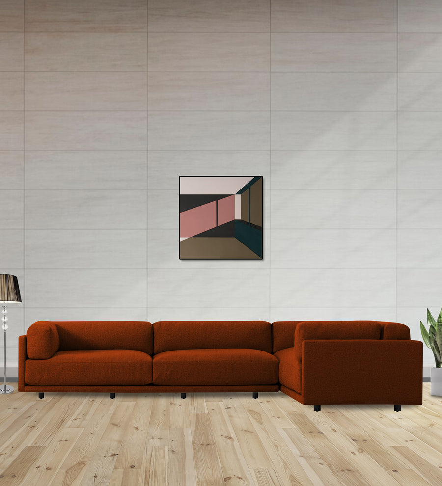 Nixon  6 Seater LHS Corner Fabric Sofa - Burnt Orange by Febonic Living