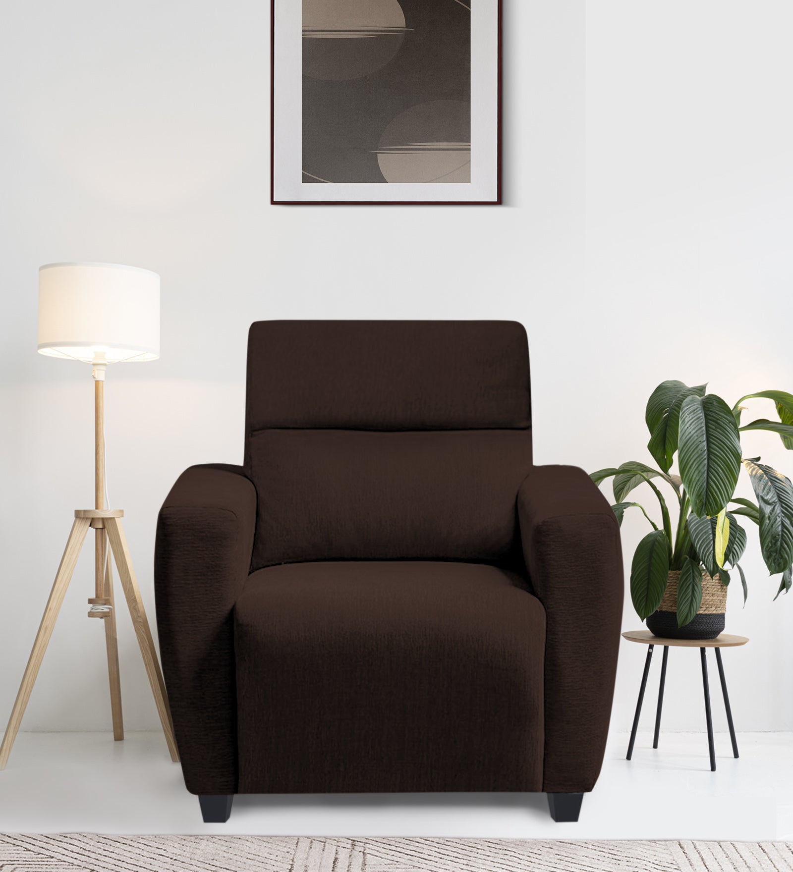Bakadi Fabric 1 Seater Sofa in coffee brown Colour